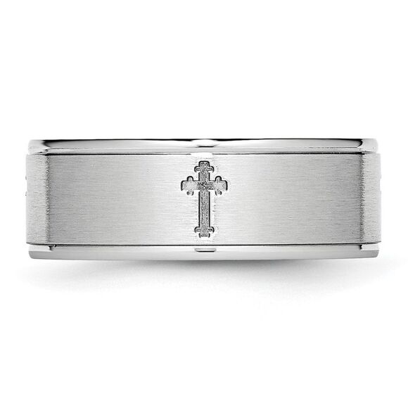 Chisel Cobalt Satin & Polished Ridged Edge 8mm Band